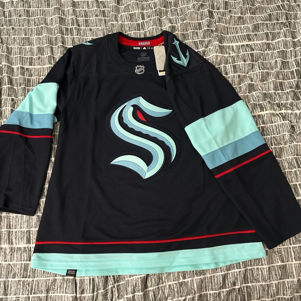 adidas Seattle Kraken Black Teal Hockey Jersey
